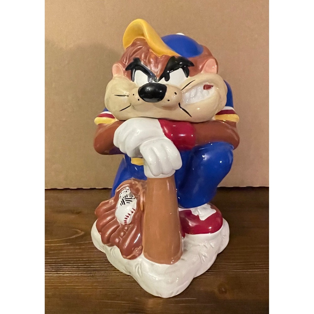Vintage 2002 Looney Tunes Taz Baseball Cookie Jar Gibson Ceramic Tasmanian Devil